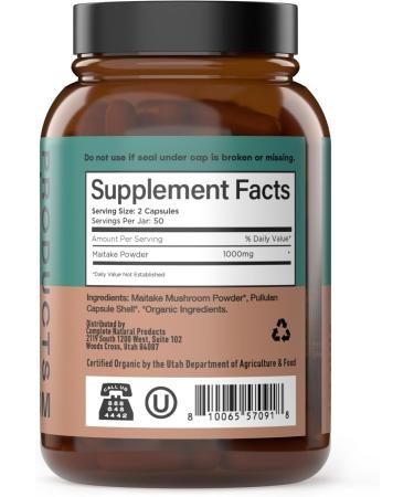 Complete Natural Products Organic Maitake Mushroom Capsules - 100ct Immune Strength Vegan Non-GMO Gluten Free - Buy Online on GoSupps.com