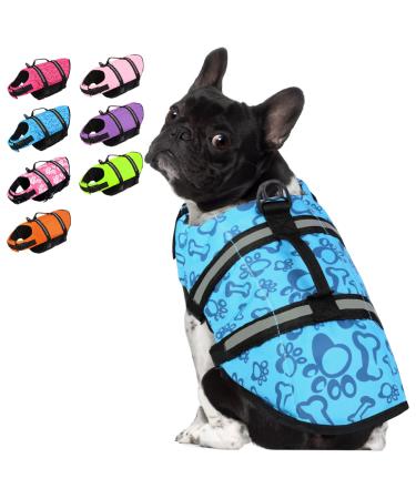 SUNFURA Ripstop Dog Life Jacket, Puppy Life Vest Dog Swimsuits with Reflective Stripes and Rescue Handle for Swimming, Dog Lifesaver Pet Life Preserver for Small Medium Large Dogs (Blue, M) Medium Blue