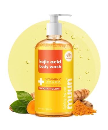 Muun Exfoliating Body Wash - AHA & BHA - Prevent Ingrown Hair Underarm Bikini Moisturizing Smoothe & Soften Body Wash - 16.9 Fl Oz/500ml Turmeric 16.89 Fl Oz (Pack of 1)