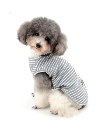 Zunea dog shirt for small dogs cats pets striped T-shirt for summer cool vest puppy basic tank top soft cotton chihuahua clothing for dogs gray size XL XL (1 Pack) gray