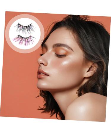 Beavorty 2 Pairs Fake eyelashes colored lash extensions glitter false eyelashes reusable black eyelashes adhesives false eyelashes 3D False Lash Luminous Eyelashes Christmas fiber Miss - Buy Online on GoSupps.com