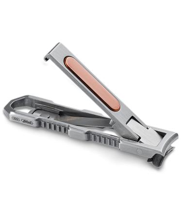 KeyUnity Titanium Foldable Nail Clipper with File German 4116 Stainless Steel Curved Trimmer for Fingernails - Suitable for Travel & Home Use