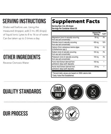 Ionic Lytes Electrolyte Mineral Complex with Ionic Sea Salt Fulvic & Humic Acid - Supports Hydration Electrolyte & Mineral Balance & Muscle Function (2 oz) - Soy-Free Gluten-Free cGMP - Buy Online on GoSupps.com