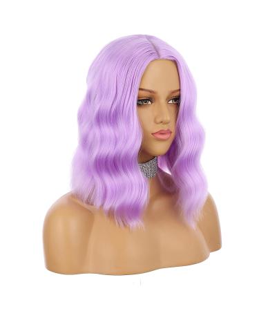 eNilecor 14 Inch Lavender Purple Short Bob Wig for Women - Natural Wavy Synthetic Wig for Cosplay and Party Costume - Buy Online on GoSupps.com