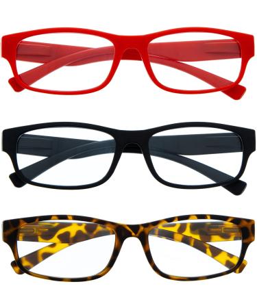 The Readings Factory Pack 3 reading glasses for men and women.Glasses without strength or with prescription.3 colors and 4 gradations - Trevi Executive 3.0 x