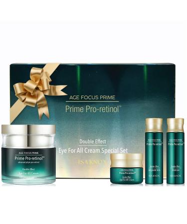 Isa Knox AGE FOCUS Prime Double Effect Eye For All Cream Set (3.4fl oz) - Korean Skincare Set Lightweight Rich Eye Cream Toner Emulsion by LG Beauty. Daytime Retinol.