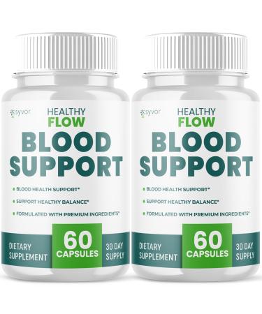 (2 Pack) Healthy Flow Blood Support Capsules Official Healthy Flow Blood Support Pills with All Natural Ingredients Advanced Formula Supplement with Premium Vitamins for Men & Women (120 Capsules)