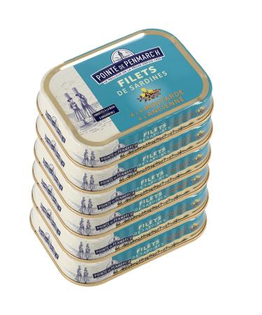 Sardine fillets with old-style mustard Pointe de Penmarc'h, pack of 6 tins of 100g - delivery in 2 to 3 days from Brittany