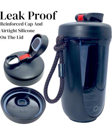 Qavi Protein Shaker Bottle 590ml Black - Stainless Steel Mixing Wire Ball, Tritan Material, BPA Free, Leakproof & Odourless - Buy Online on GoSupps.com
