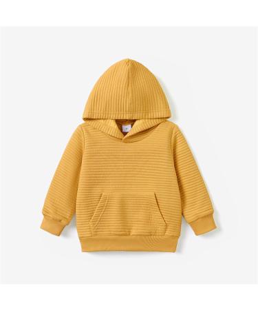 PatPat Toddler Hoodie | Solid Color Textured Sweatshirt with Pocket | 1-2 Years | Ginger - Buy Online on GoSupps.com