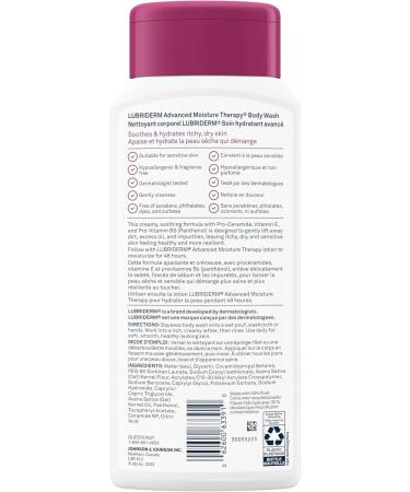 Lubriderm Advanced Moisture Therapy Body Wash Unscented Nourishing Cleanser with Pro-Ceramide Vitamin E & Pro-Vitamin B5 Gently Cleanses Itchy Dry Skin Fragrance Free Hypoallergenic 473mL - Buy Online on GoSupps.com