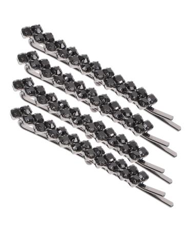 PATKAW 1 Set 2 Pairs Rhinestone Hairpins Sparkly Rhinestone Hair Clips Crystal Hair Pins Bobby Pins Sparkly Glitter Hair Clips for Women Girls Hair Decoration (Black)