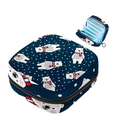 Women's binding-up bags Winter animal Bear Patterns Pattern Women Bind bag Tampon storage bags zip pockets menstrual tied bags Multi10