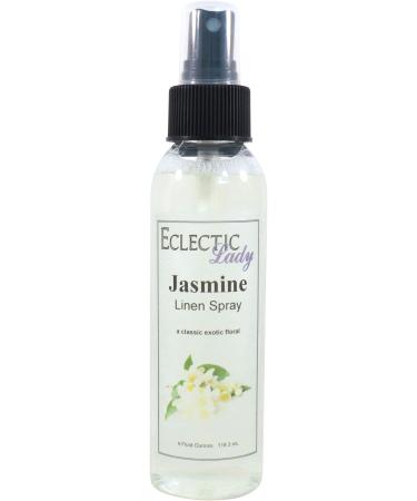 Jasmine Linen Spray 4 ounces - Eclectic Lady Sheet and Linen Spray - No Artificial Colors Parabens or Preservatives - Long-Lasting Scent for Bed Fabric & Pillow 4 Fluid Ounces
