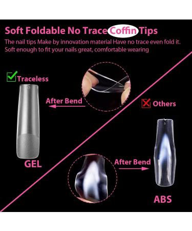 UNA GELLA XXL Square Fake Nails - 240pcs Pre-file Long Gel Nail Tips - Clear Tapered Matte Press On Nails - Buy Online on GoSupps.com