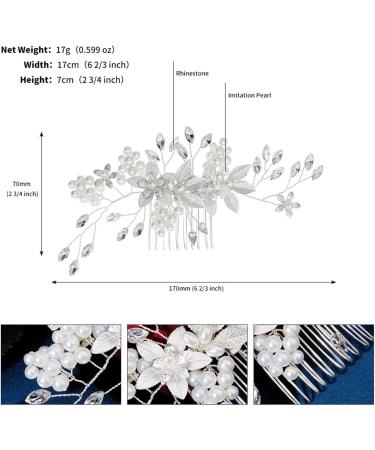 Bridal Wedding Hair Comb Wedding Headdress Simple Bride Hair Comb Pearl Insert Comb for Women and Girls 17x7cm Silver - Buy Online on GoSupps.com