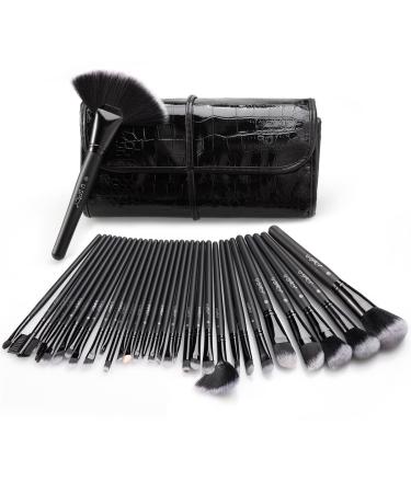Makeup Brushes 32 Pcs Premium Synthetic Professional Makeup Brushe Set Essential Cosmetics With Case Face Eye Shadow Eyeliner Foundation Blush Lip Powder Liquid Cream Blending Brush-Black