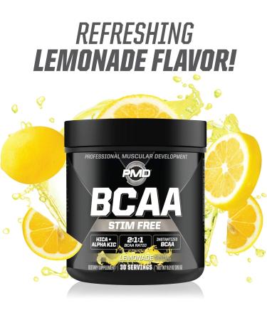 PMD Sports BCAA Stim-Free Amino Acids - Better Workout Performance Enhanced Recovery Daily Energy Muscle Builder and Muscle Sparing - BCAA Powder Drink Mix - Lemonade (30 Servings) - Buy Online on GoSupps.com