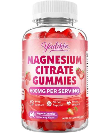Magnesium Citrate Gummies High Absorption Magnesium Gummies for Adults Magnesium Supplement for Relaxation Vegan Sugar-Free Strawberry Flavor 60 Count - Buy Online on GoSupps.com