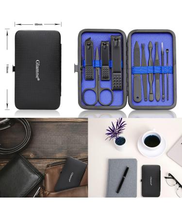 Glamne 10 in 1 Manicure Set - Professional Stainless Steel Nail Clippers & Care Tools with Leather Travel Case - Blue - Perfect for Travel & Home Use - Buy Online on GoSupps.com