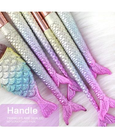 Mermaid Makeup Brushes Set - 11pcs Professional Blending Brush Kit for Women, Synthetic Fiber Bristles, Special Cosmetic Tools (Purple & Yellow) - Buy Online on GoSupps.com
