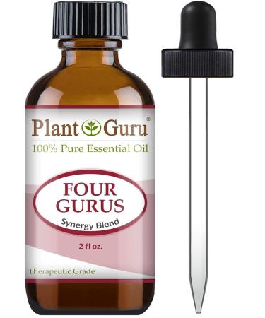 Four Gurus Blend Essential Oil 2 oz 100% Pure Natural Therapeutic Grade Blended with Clove Cinnamon Lemon Rosemary Eucalyptus for Aromatherapy Diffuser and Immune Support