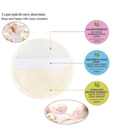 Pinowu Organic Bamboo Nursing Pads - 10 Washable Pads + Wet Bag & Wash Bag | Charming Nipplecovers for Breastfeeding Moms - Pastel Touch, Large 4.7 - Buy Online on GoSupps.com