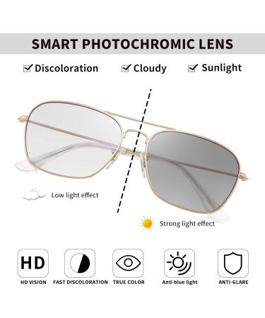 Jm Plane Blue Light Blocking Glasses - Anti-Glare Computer Eyewear for Men & Women - Stylish Gold Frame & Gray Lens - Buy Online on GoSupps.com