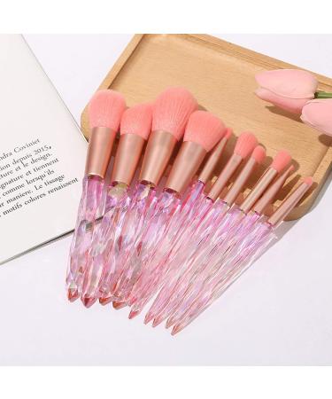 Kingtree 10PCS Crystal Handle Makeup Brush Set | Premium Synthetic Bristles | Cosmetic Brushes for Powder, Foundation, Blush, Eyeshadow | Pink - Buy Online on GoSupps.com