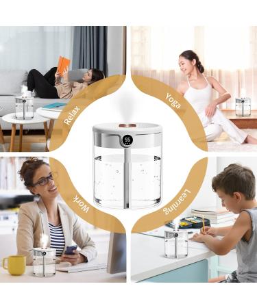 2L Large Capacity Air Humidifier for Bedroom with Night Light - Whisper-Quiet Cool Mist, 360 Rotation Nozzle, Up to 20 Hours Use - for Plants, Office, Baby Room - Buy Online on GoSupps.com