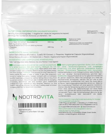 UAB Involutus L Theanin with Lemon Balm 500mg 120 capsules for relaxation stress reduction and sleep Ltheanine 200 mg with lemon balm 300 mg Melissa Officinalis Nootrovita - Buy Online on GoSupps.com