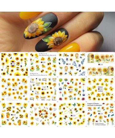 DIY Manicure Water Transfer Decals Floral Bee Spring Sumer Simple Flowers Nail Stickers Sunflowers - Buy Online on GoSupps.com