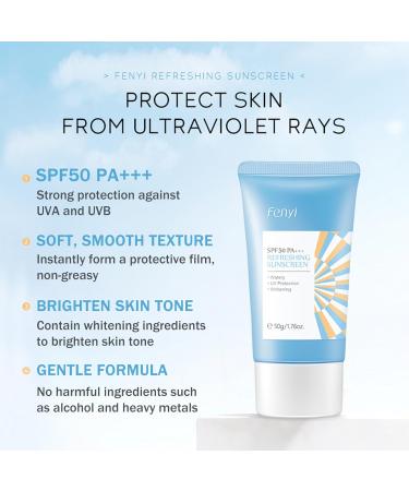 Face Sunscreen SPF 50 Sunscreen SPF 50 Face Face Cream SPF 50 Natural Ingredients with Niacinamide Sunscreen Face Fights Fine Lines Wrinkles Water/Sweat Resistant Anti-Ageing Sun Protection - Buy Online on GoSupps.com