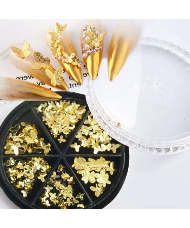 Gold Butterfly Nail Art Charms Stickers - 3D Metallic Glitter Sequins for DIY Manicure - Buy Online on GoSupps.com