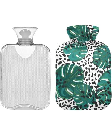 NAANLE Leopard Palm Leaf Hot Water Bottle 2L Large Transparent Heat Relief for Menstrual Cramps & Pain Therapy - Buy Online on GoSupps.com