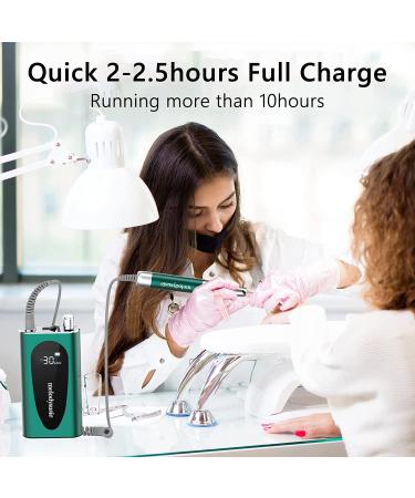 MelodySusie 35000RPM Rechargeable Nail Drill | Cordless Portable Electric File for Acrylic Gel Nails | Manicure Pedicure Tool with Low Noise & Heat | Sparkle Plus (Green) - Buy Online on GoSupps.com