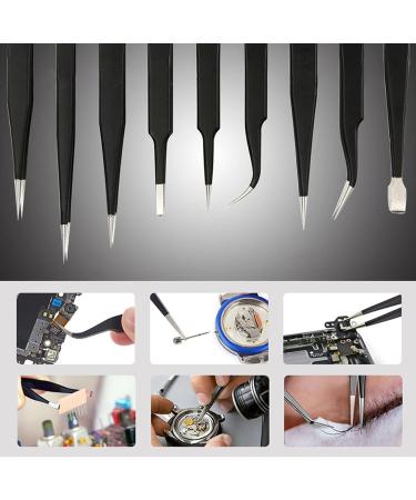 Buy Moum Routes 9-Part Antistatic Stainless Steel Tweezers Set - Multifunctional Tools for Electronic Repair & Precision Work - International Shipping Available - Buy Online on GoSupps.com