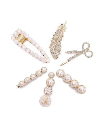 Agirlvct Pearl Hair Clips Set - Elegant Hair Barrettes & Accessories for Women and Girls (6 PCS) - Buy Online on GoSupps.com