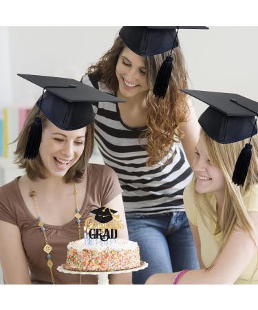 3Pcs Congrats Grad Graduation Cake Topper 2024 Class of 2024 Cake Topper Graduation Decorations Black Glitter College Graduation Cake Decorations Graduation Party Decorations Supplies - Buy Online on GoSupps.com