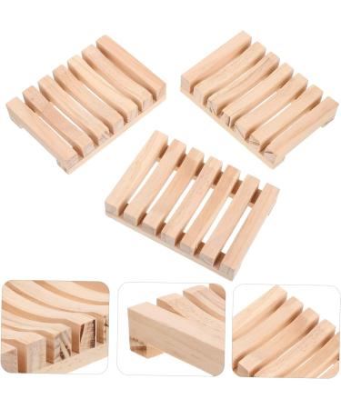 Amosfun 15 Pcs Wooden Soap Dish Sponge Holder Wood Trays Wooden Soap Holder Travel Soap Natural Sink Soap Holder Wood Bracket Soundbar Bracket Shower Soap Dish Hollow Three Piece Suit - Buy Online on GoSupps.com