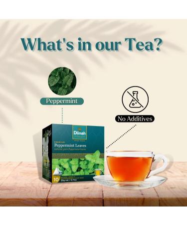 Dilmah Inspiration Series Tea - Pack of 6 - Flavoured Ceylon Tea (Pure Peppermint) 10 Tea Bags x 6 100g Ethical Sri Lankan Tea Black Tea Biodegradable Tea Bags - Buy Online on GoSupps.com