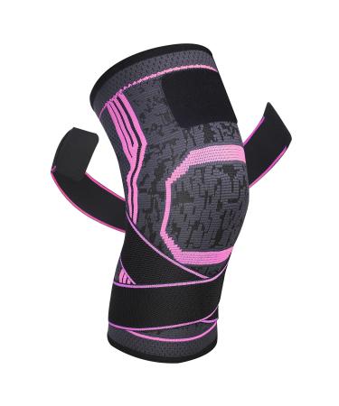 Compression Arthritis Knee Brace Support with Straps  Knee Sleeve Recovery from Meniscus Tear  ACL MCL Joint Pain Relief  Improve Performance for Running  Workout Basketball. 1 Pack for Men and Women (Pink  Large) Large ...