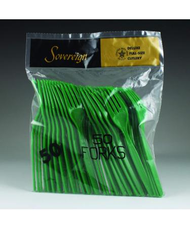 Maryland Plastic Sovereign Forks Bag | Kelly Green | Pack of 50