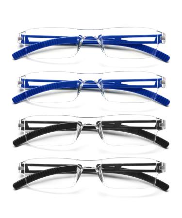 MMOWW 4 SPALL PACK LANDLE READER FOR WOMES AND MEN with clear rectangular blue light blocking glasses (2 black+2 blue 2.0) 2 black+2 blue 2.0 x - Buy Online on GoSupps.com