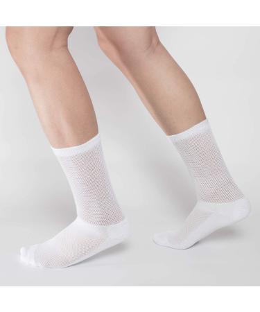 Bamboo Diabetic Crew Socks 8 Pack - White 9-11 | Half Cushion, Non-Binding - Buy Online on GoSupps.com
