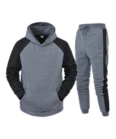 Hanxiulin men's training suit adjust jogging sports suit cotton training suits autumn and winter leisure clothes leisure dress training suit house suit sweat jacket gray xxl