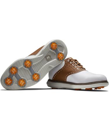 Buy FootJoy Men's Traditions Golf Shoe - White/Brown 10 EU Wide | International Shipping Available - Buy Online on GoSupps.com