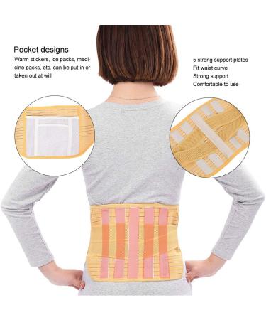 Adjustable Lumbar Support Belt for Pain Relief | Breathable Unisex Fixing Belt for Sciatica & Scoliosis - Yellow - Buy Online on GoSupps.com
