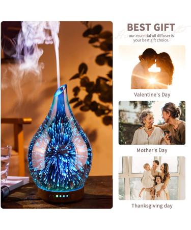 Porseme 3D Glass Essential Oil Diffuser 100ml - Ultrasonic Humidifier with Timer Setting, Auto Shut-Off, BPA-Free for Home, Hotel, Yoga, Spa - Air Refreshing Aromatherapy Gift by Afantty - Buy Online on GoSupps.com