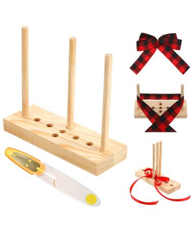 Bow Maker for Ribbon for Wreaths 3-in-1 Multipurpose Oval Wooden Bow Maker  Tool for Creating Christmas Bows Gift Bows Holiday Wreaths Hair Bows  Various Crafts